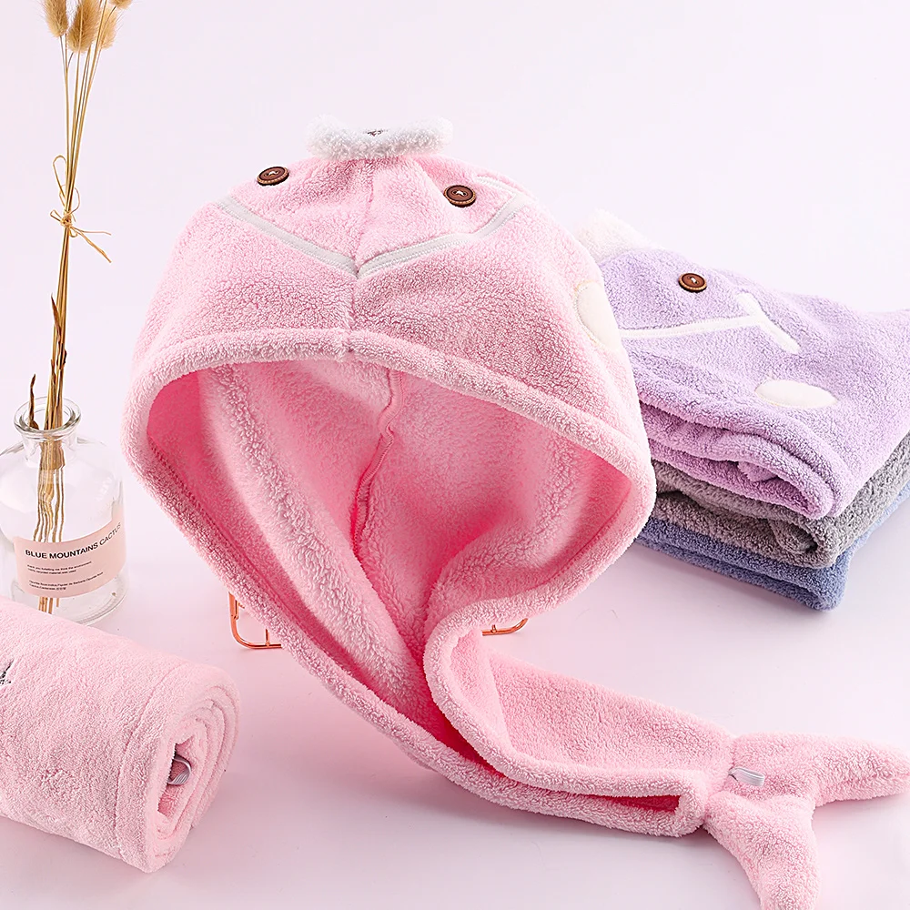 Promotional Custom Reusable Shower Super Absorbent Microfiber Dry Hair Drying Cap