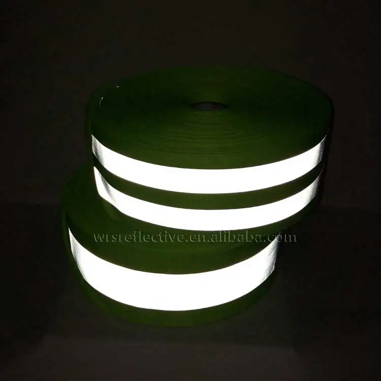 fluorescent yellow green reflective tape for firefighter clothing 100% cotton reflective flame retardant belt