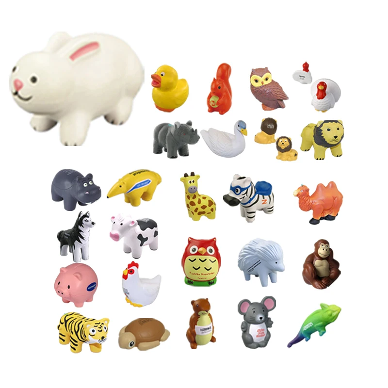 Rabbit Stress Ball Soft Squishy Anti Foam Logo Printed Pu Releasing Rabbit Stress Ball
