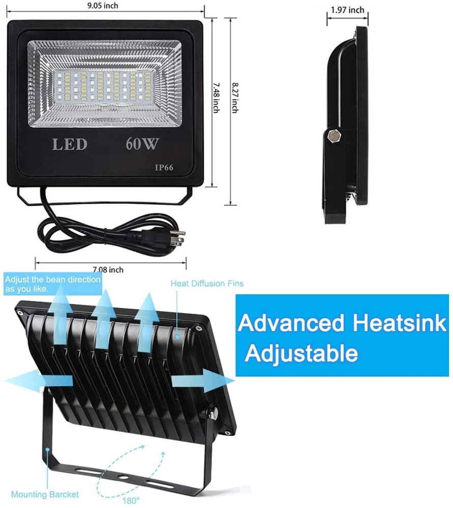 
60W RGBW Flood Light with APP Remote Control, IP66 Waterproof Dimmable Outdoor Color Changing Floodlight for home 