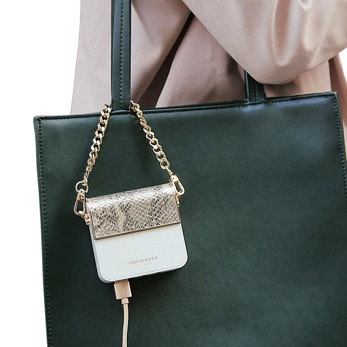 fashion mini bag small square handbag design portable mobile charger battery power bank 10000mAh ABS usb rechargeable Quality