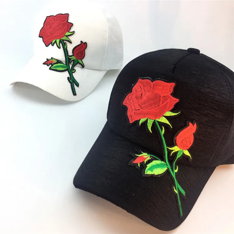 Красивые женские цветочной аппликацией бейсболка высокое качество Gorras розовая Крышка