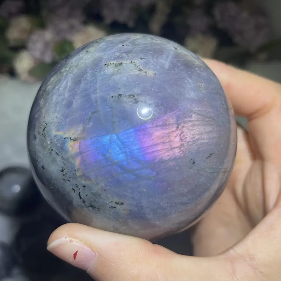 Purple Flash Labradorite Balls Natural Crystal Gemstone Spheres for Wholesale