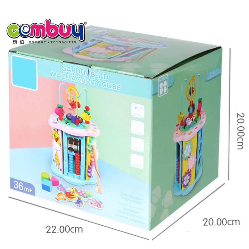 Multifunctional blocks education wooden bead maze cube baby