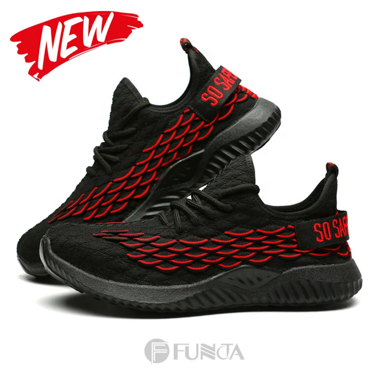FUNTA summer low cut In Stock Breathable flykniting large size industrial shoe sport long safety shoes steel toe