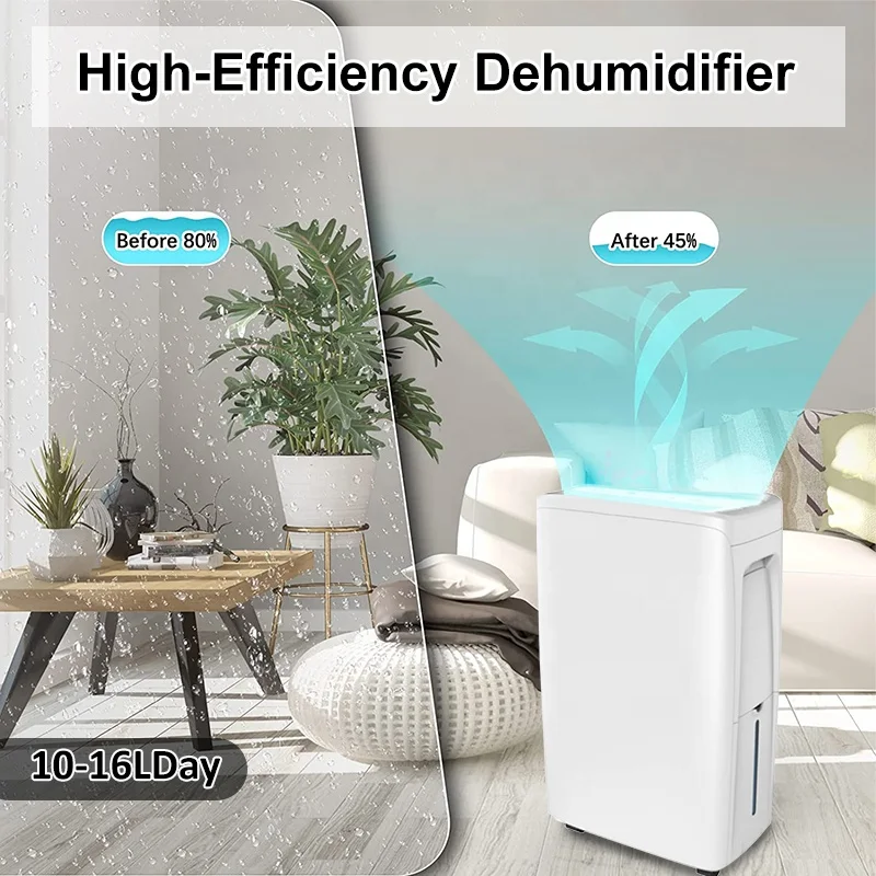 Home 12L Portable Quiet Air Humidity Dryer Dehumidifier R290 Low Noise LED Display Small Air Dehumidifier