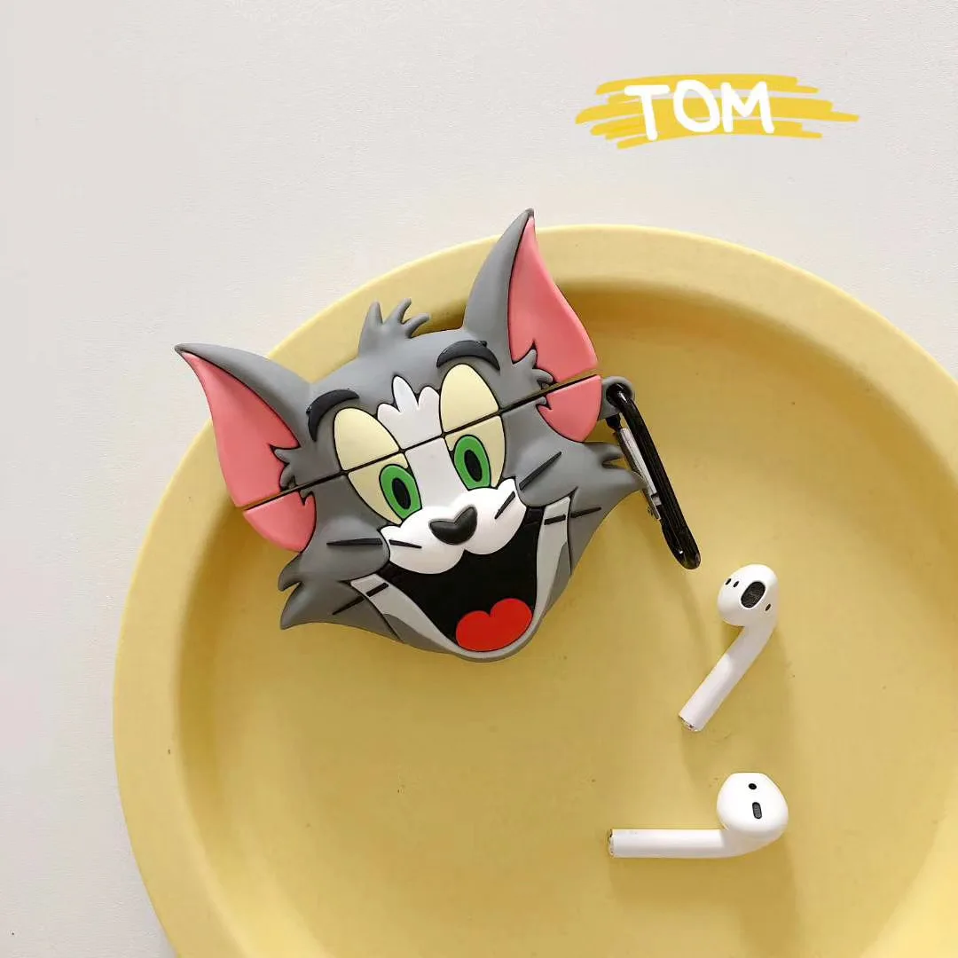 Том и Джерри милый мультфильм форма силиконовые наушники чехол для airpods 1/2/pro