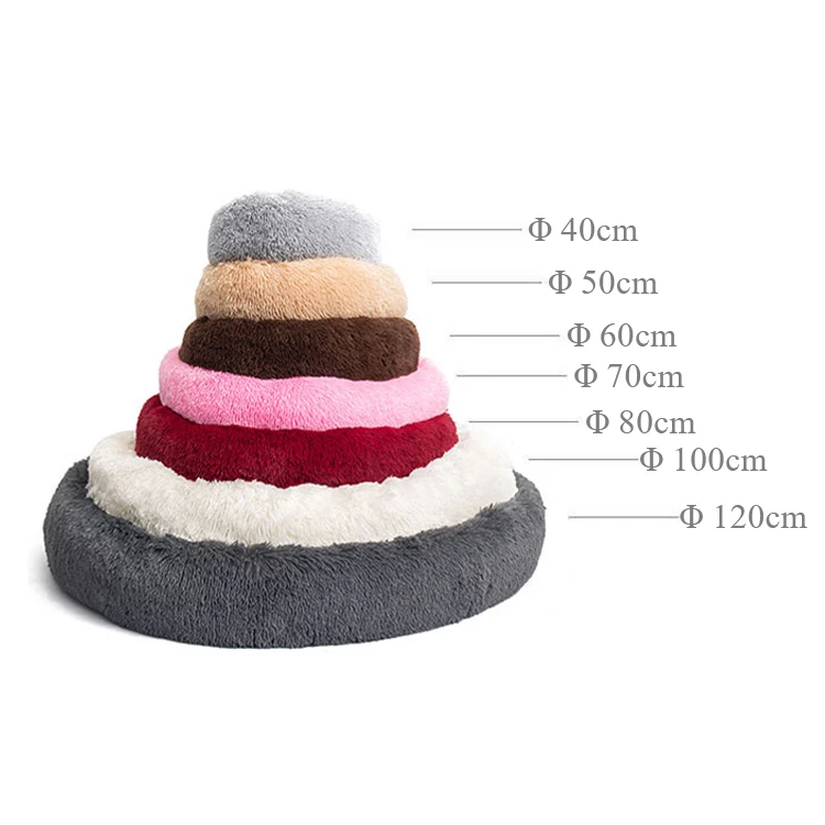 Manufacturers sell wholesale high quality cat beds round plush donuts winter warm and comfortable pet beds for dog and cat 2 buy