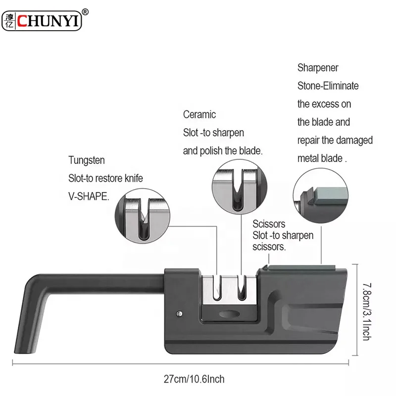 top seller product kitchen accessories gadgets knife sharpening tool kitchen 4 in 1 kitchen knife sharpener for Handle foldable