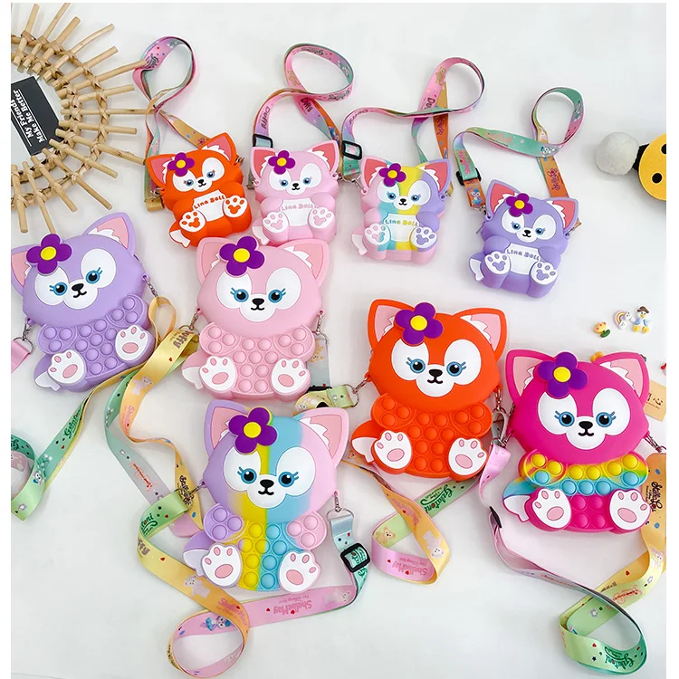 Mini  LinaBell  Kids Silicone Shoulder Crossbody Messenger Push Bubble Dimple Anti Stress Pop Fidget Sensory  Bag  Purse