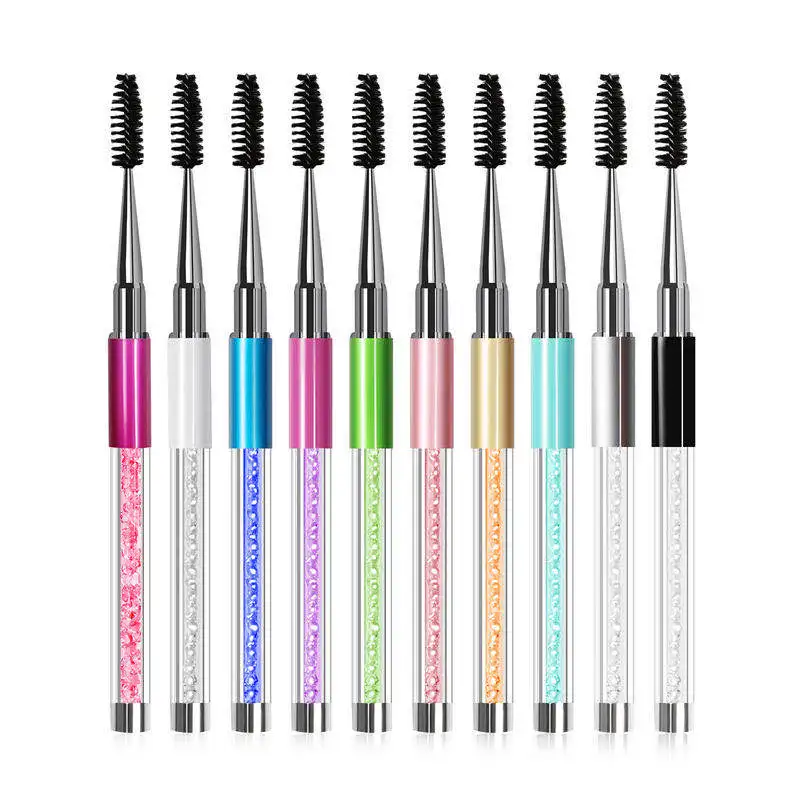 
 Оптовая продажа, брендовая одежда 10 видов цветов Популярные Цветные удлинители ресниц тушь для макияжа придает палочка с украшением в виде кристаллов ресниц головка чистящей щетки  