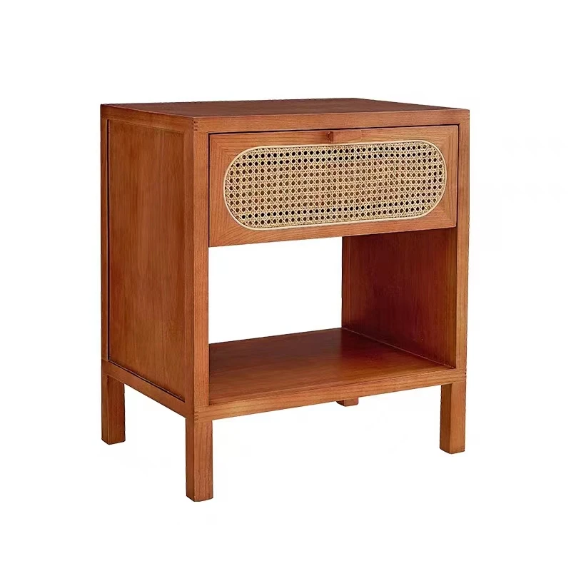 Vintage Rattan Bedside Table Minimalist Bedside Table