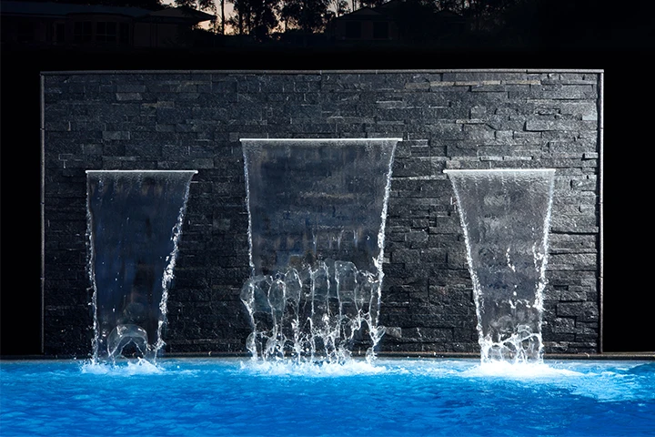 Acrylic Water Spillway Pool Spa Wall Mount Waterfall Sheer Descent Water Feature With Fiberglass