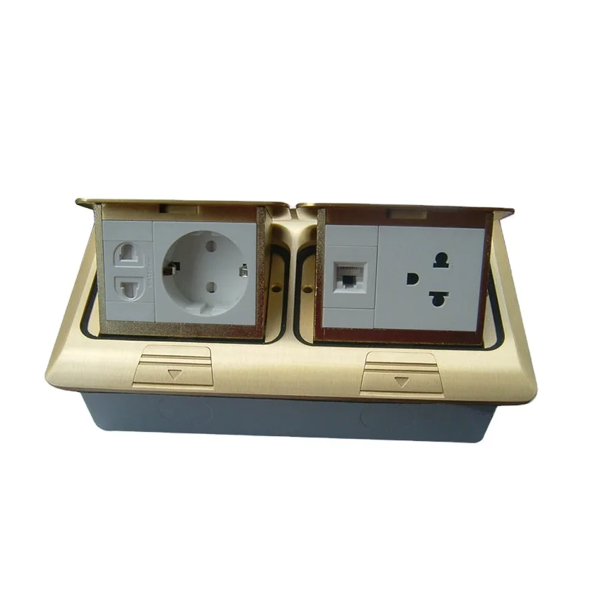 2 комплекта, квадратная латунная Выдвижная электрическая напольная розетка европейского стандарта для современного офисного здания и аэропорта