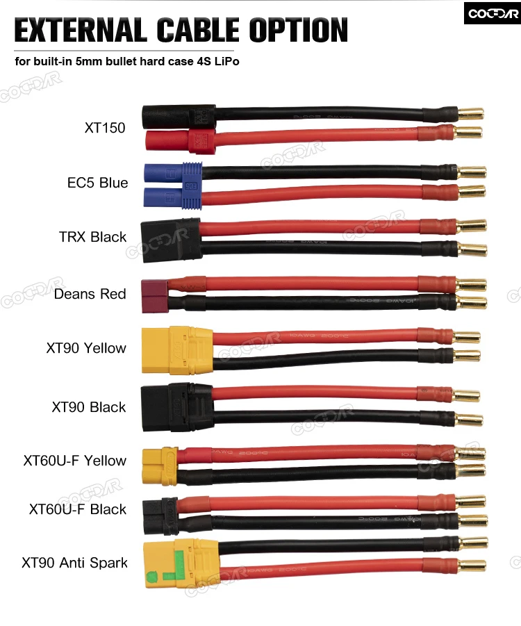 CODDAR 4S 5500MAH 14.8V 110C 220C 5mm Bullet Hard Case RC LiPo Battery 1/10 1/8 Scale RC Car Boat Truggy