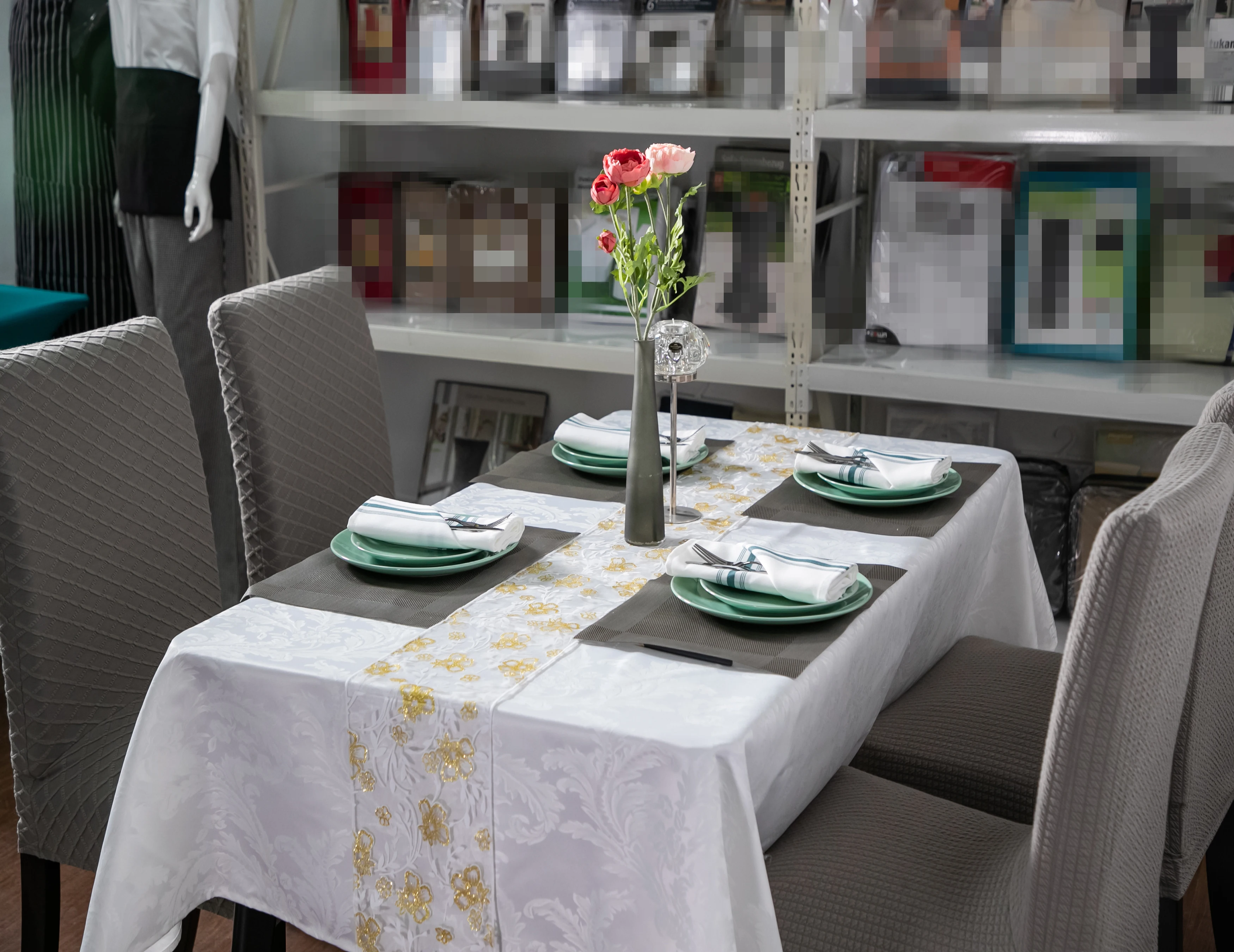 Жаккардовая скатерть из дамасской ткани устойчивая к морщинам маслостойкая тяжелая полиэстера для кухонного обеденного стола