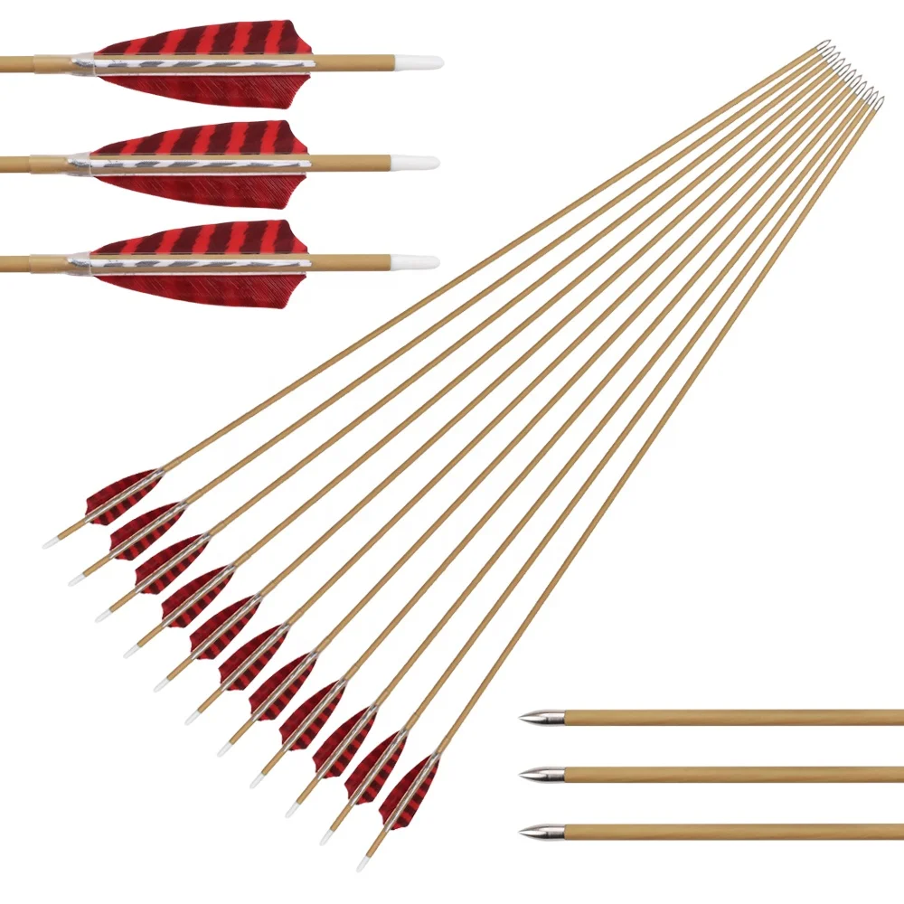 Bullet Point Turkey Feather Wood Grain Carbon Arrow