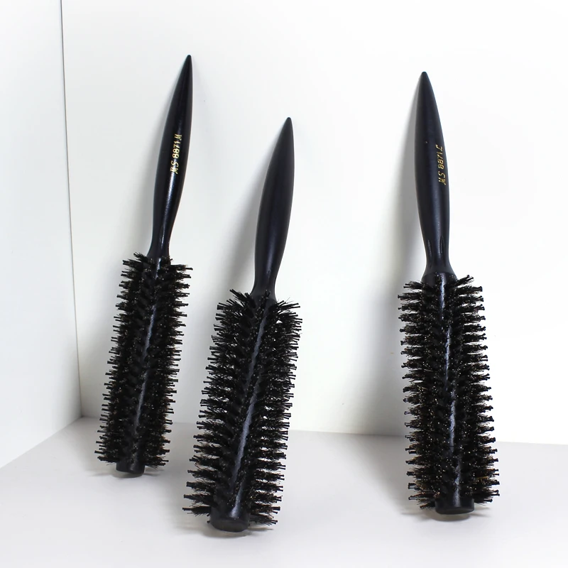 new product ideas 2023 Wholesale Salon Custom Bristle nylon teeth Lotus wooden comb Brush curly wooden round hair brush tool