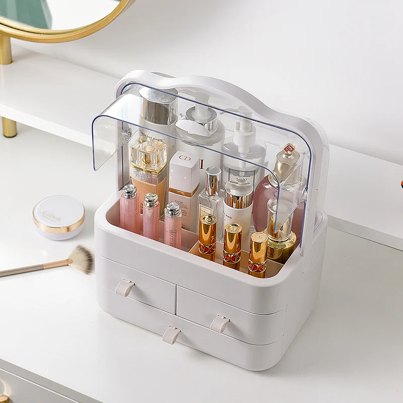 
Portable Transparent Portable Cosmetic Plastic Organizer Clear Makeup container Storage Drawer Box 