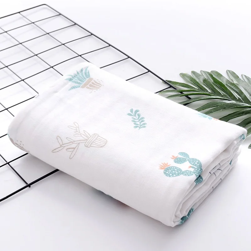 
High Quality Security Organic Cotton Knitted Blanket Swaddle Muslin Baby Wrap 