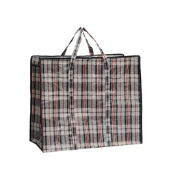 Reusable Large Capacity Color Strip Waterproof Storage Laundry Shopping tote PP Woven Bags with Zipper