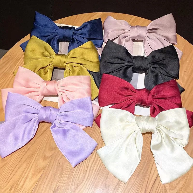 SongMay New Product Short Hair Bows For Girls Accessories Bow satin Clips Hair Accessories Big clips
