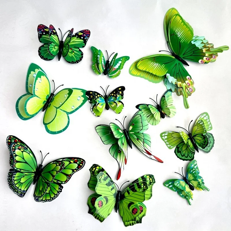 12pcs PVC artificial 3D butterfly set cake topper for cake decoration home decoration