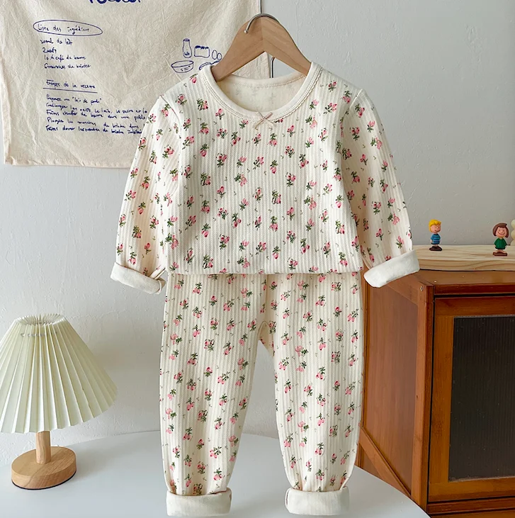 Bulk wholesale winter kids boys girls pj cotton long johns thermo underwear suit