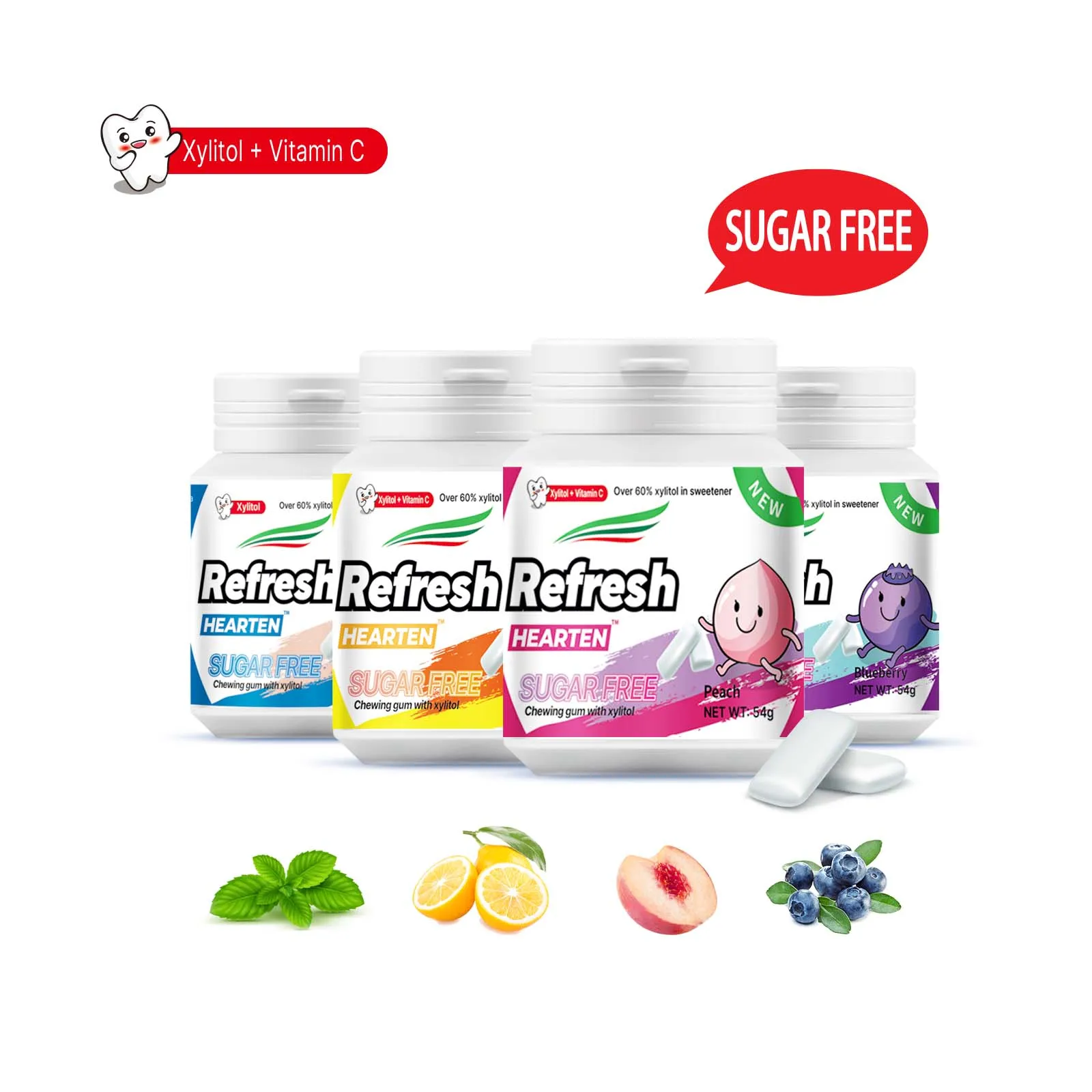 Chewing gum with xylitol free sugar