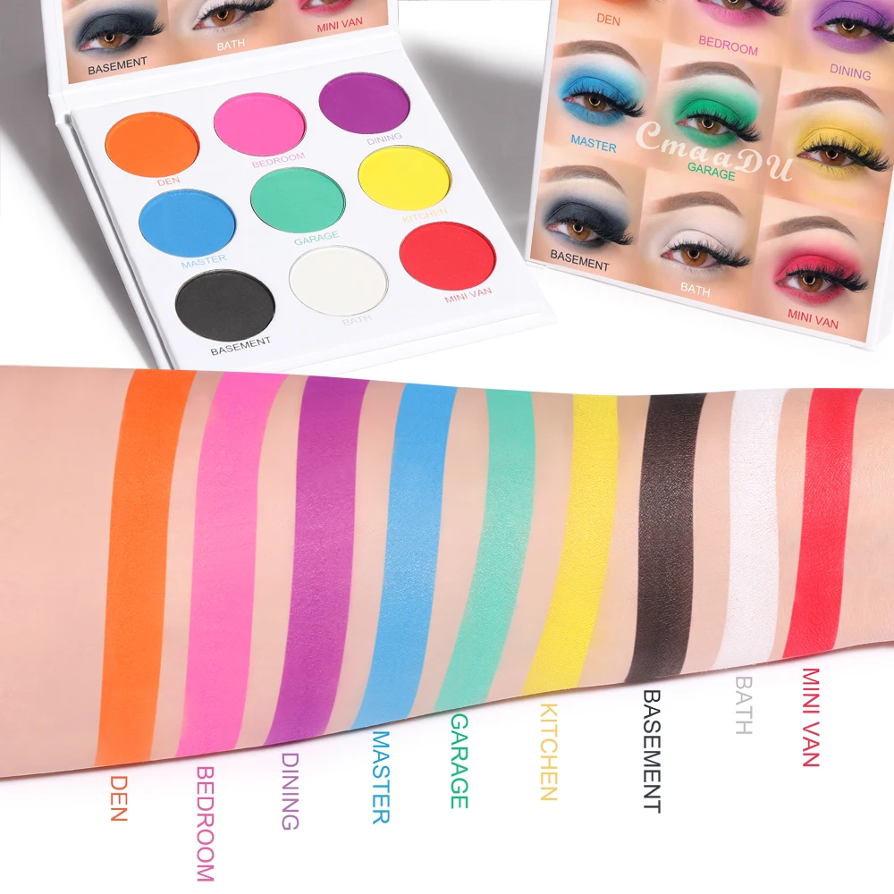 Free Shipping CmaaDu Own Brand 9 Colors Eyeshadow Matte and Metallic Glitter Eyeshadow Palette Wholesale