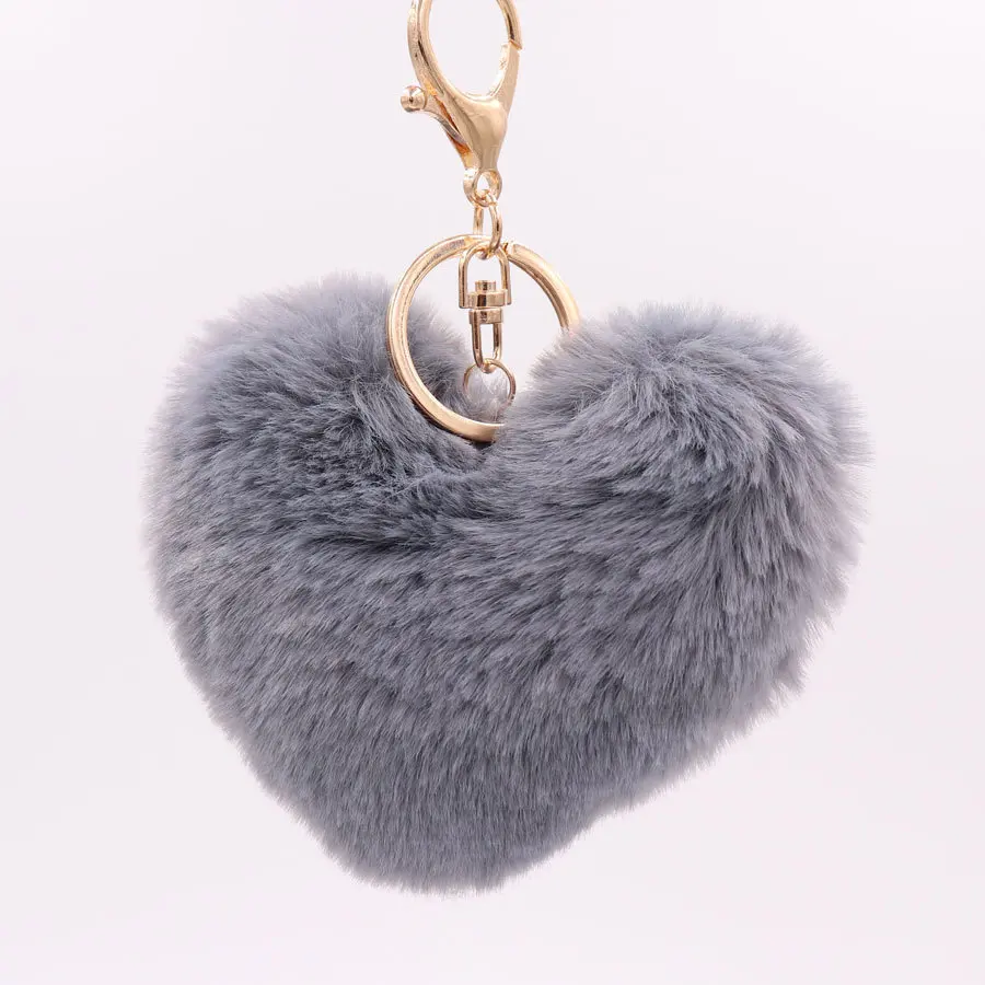 Custom Metal Chain Fluffy Furry Artificial Ball Hair Keychain Pompoms For Car Keychains/Mobile Phones/ Handbags/Charms