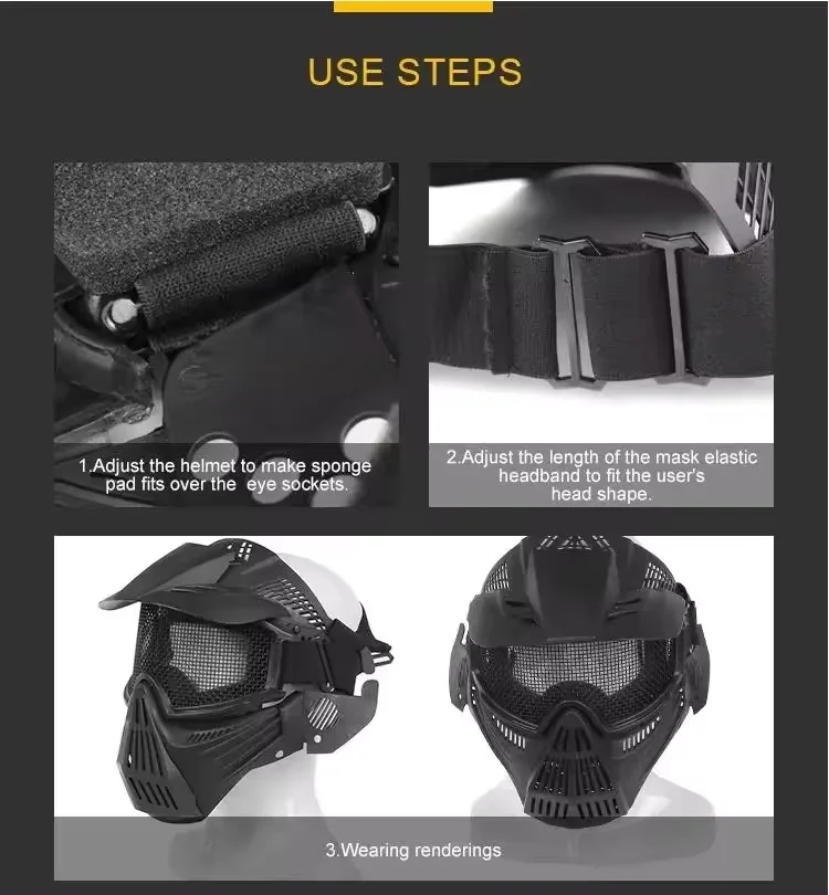 CS Protective Eyewear Metal Steel Mesh Face Wear Outdoor Hunting Paintball Mask Goggles Nylon materials Strap