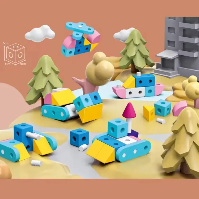 New product kids education assemble eva toy building blocks 28pcs funny vehicle model diy puzzle building blocks