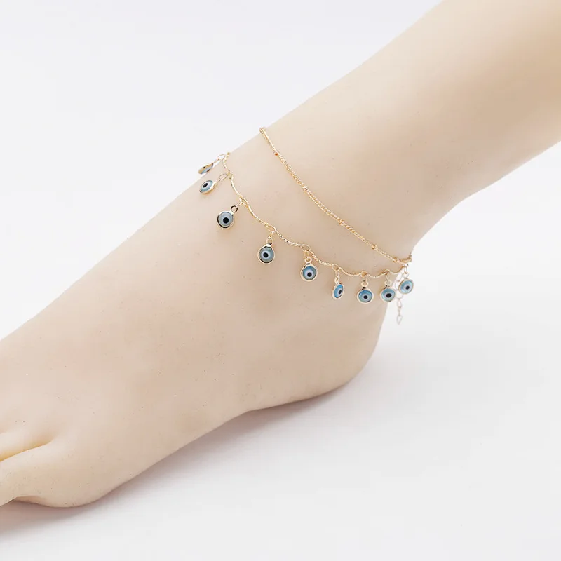  2021 Cute Gold Plated Anklets Women Evil Eyes Boho Foot Chain