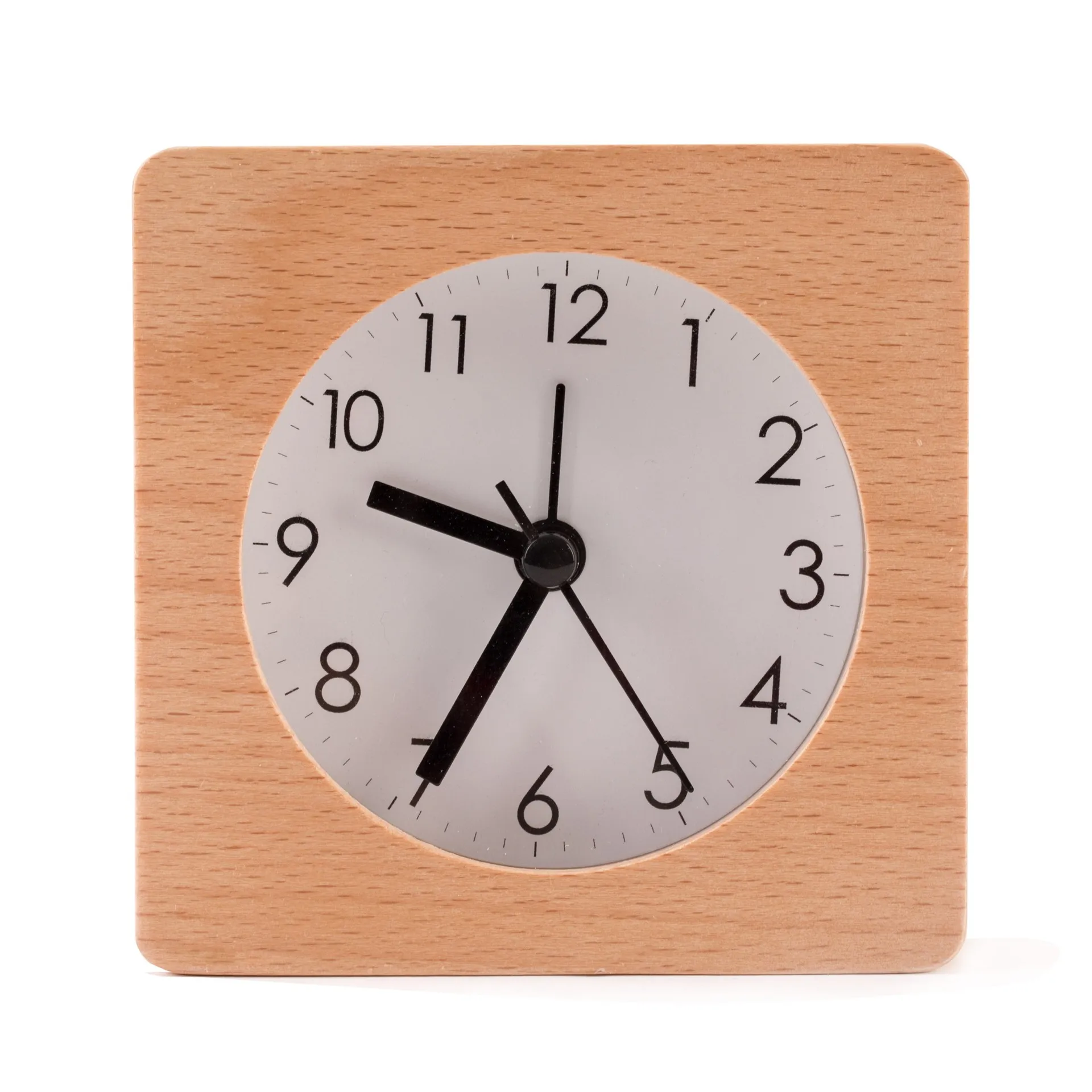 Простой Круглый или квадратный деревянный будильник настольные маленькие часы домашняя кровать немой ночник