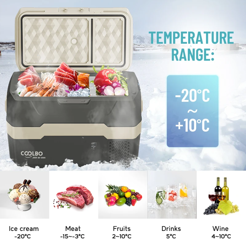Coolbo USB Control Dual Zone Design AW52 Portable Fridge Freezer Cooler Box For SUV Truck RV