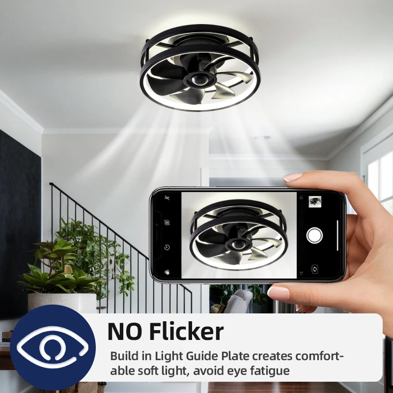 Modern Nordic 6 Speed Ceiling Fan with Light Remote Control 5 Blades Bedroom Living Room Black Quiet Led Ceiling Fan