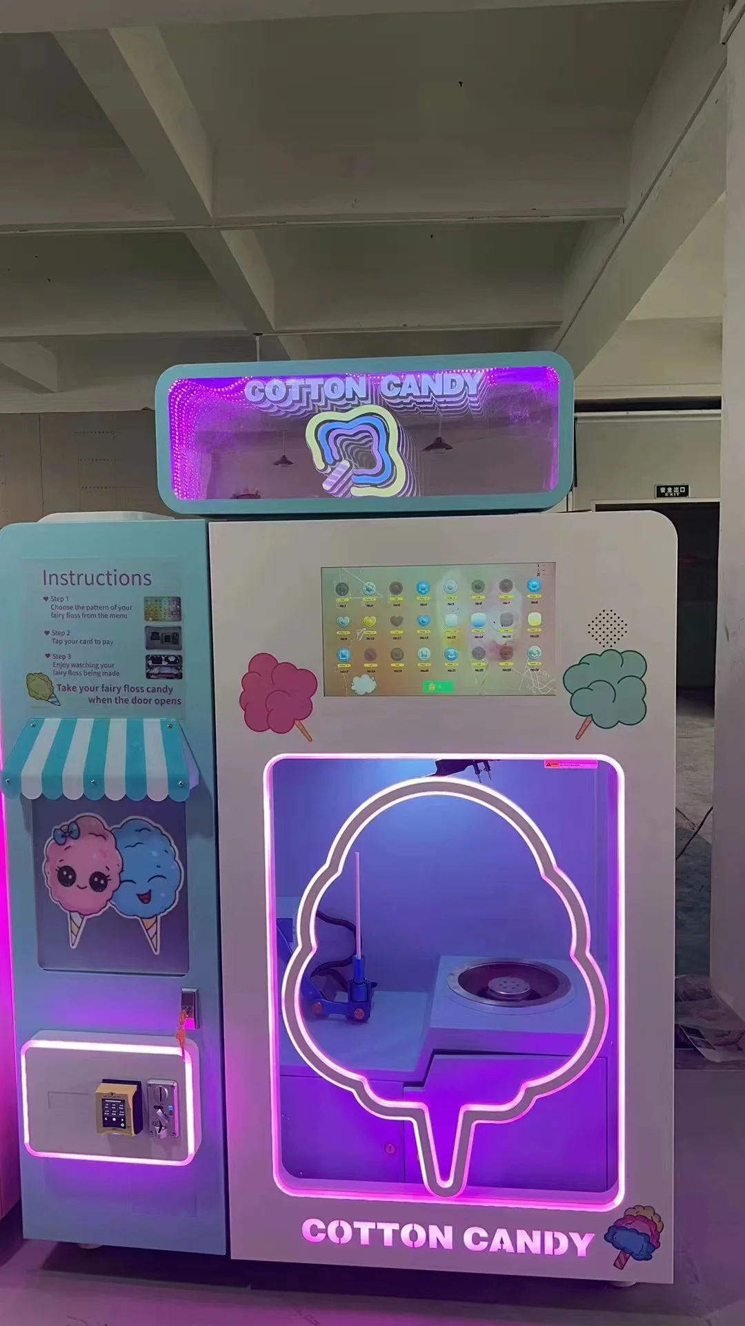 Professional Factory Commercial Fully Automatic Cotton Candy Vending Machine Intelligent Fairy Floss Machine