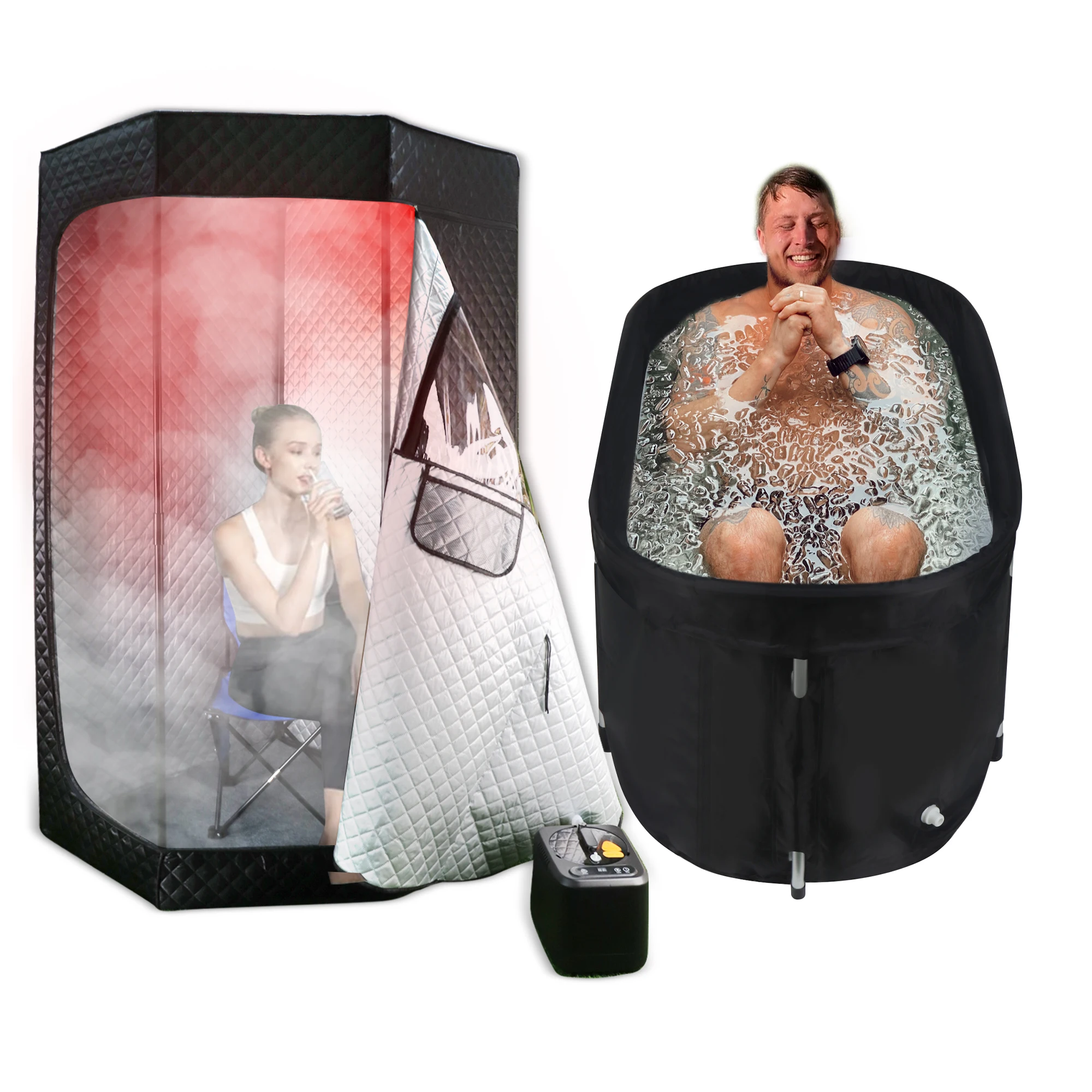 WholeSale Home Use Full Size Wet Steam Sauna Tent Far Infrared Sauna barrel Ice Bath Spa Tub For Indoor