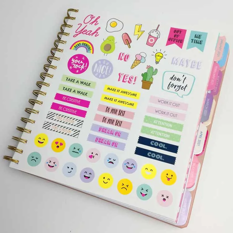Custom Printing Daily To-do Planner 8.5*11inch Twin-ring Binding Organizer Notebook Business Work Planner with 18 Month Tabs