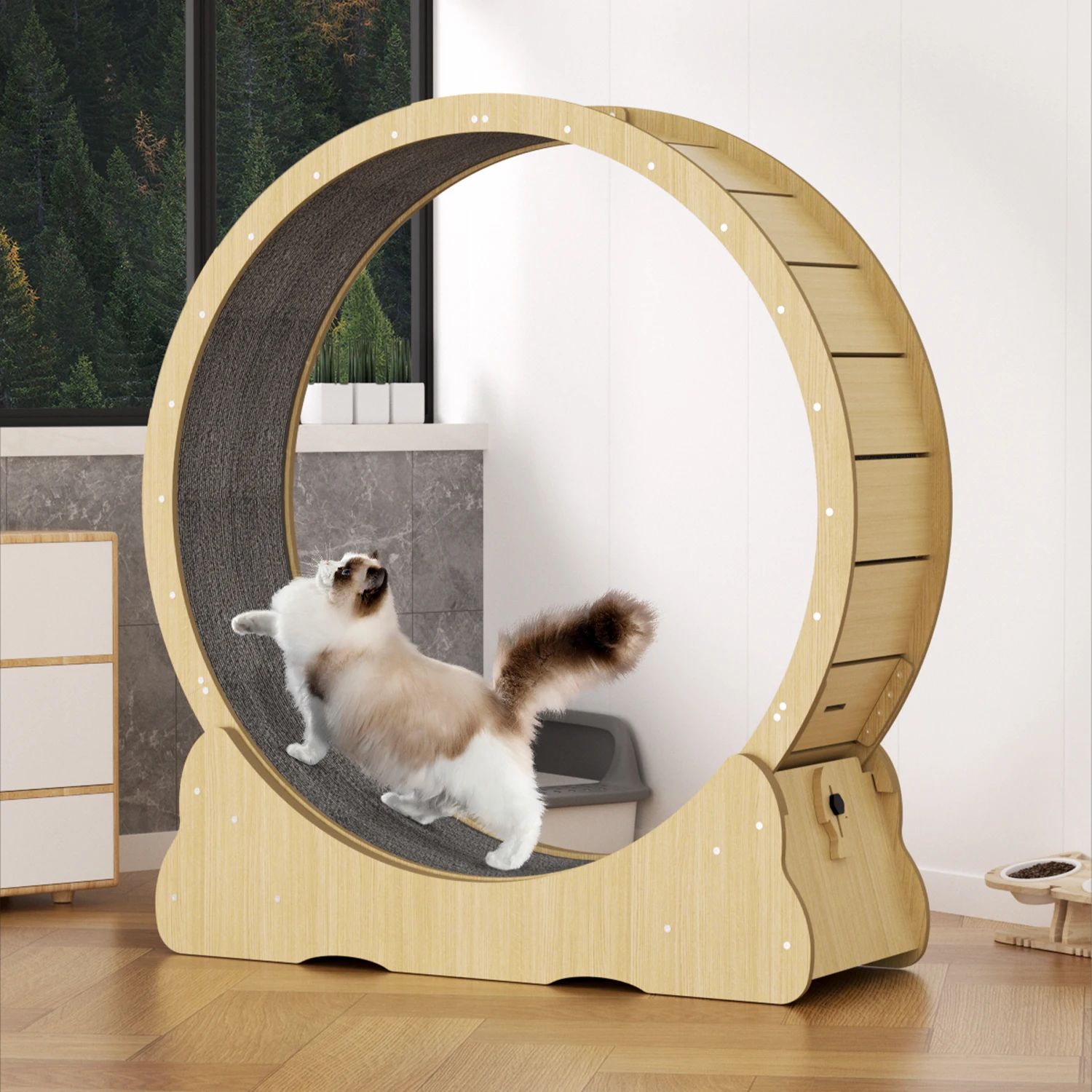 Interactive Anti-depression Fiber board Wooden Pet Tread Exercise Running Wheel Cat Pet Dog Fun Treadmill