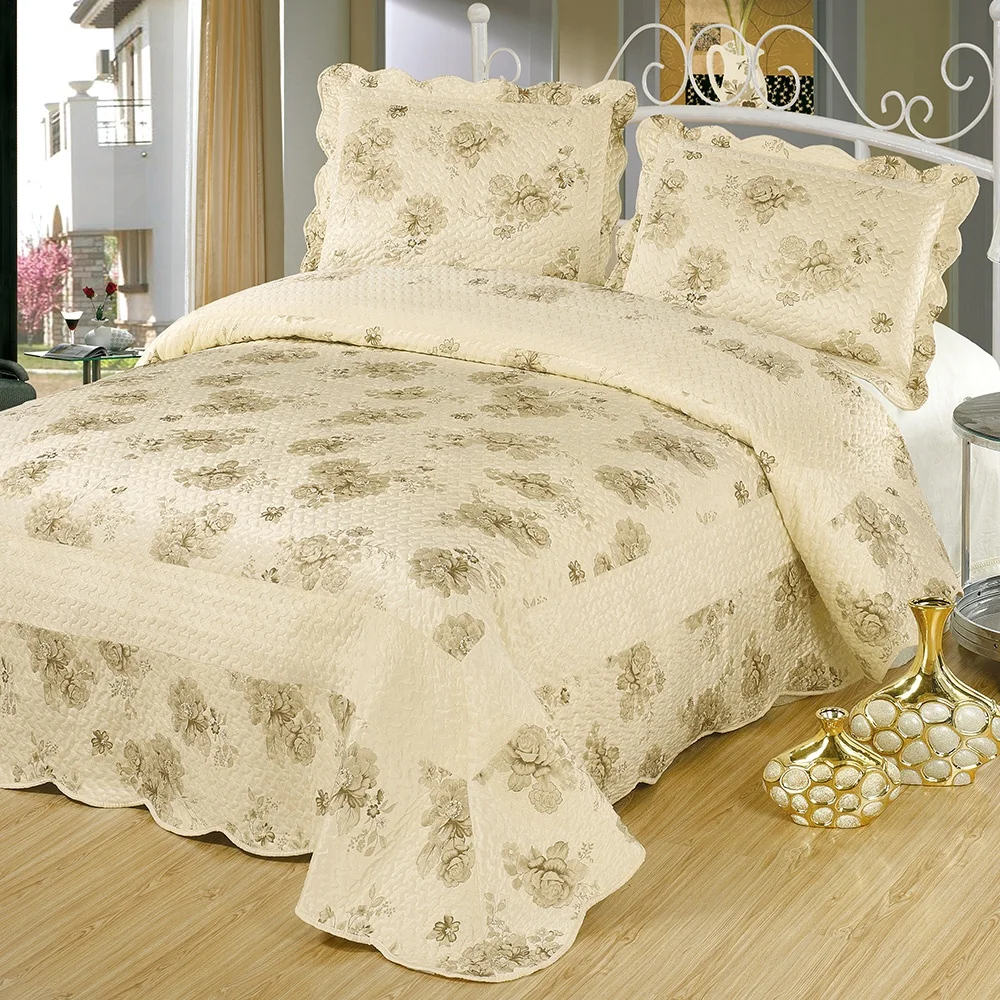 
Soft Velvet Printed Short Plush Microfiber Quilted Bedspread 