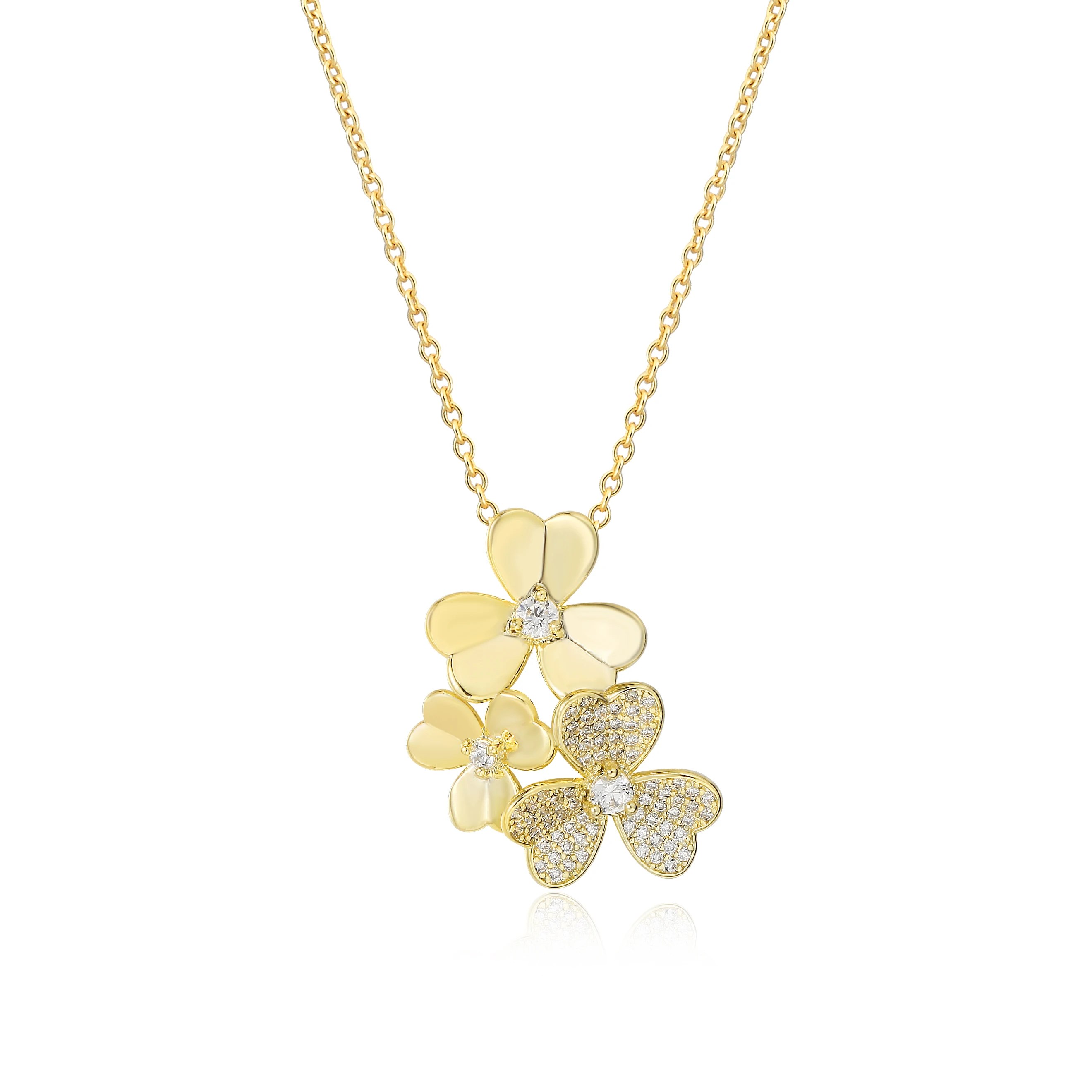 Wholesale Customized DIY jewelry Wedding party Butterfly knot women set cooper brass pendant and necklace 925 silver jewelry