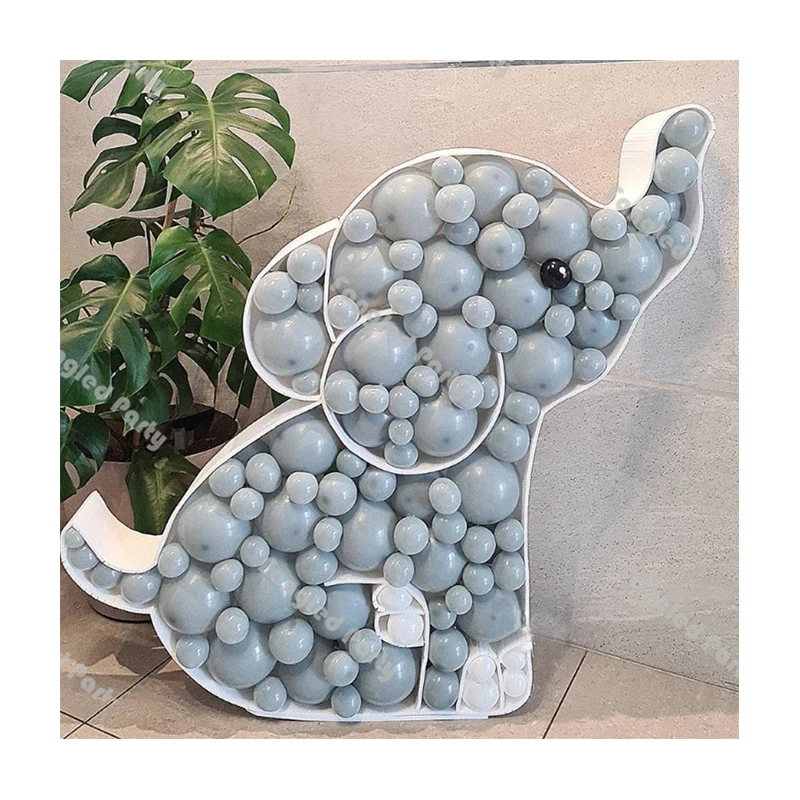 100CM Elephant Shape Balloon Mosaic Frame Baby Shower Balloon Filling Box Kids Birthday Party Balloon Number Stand Wedding Decor