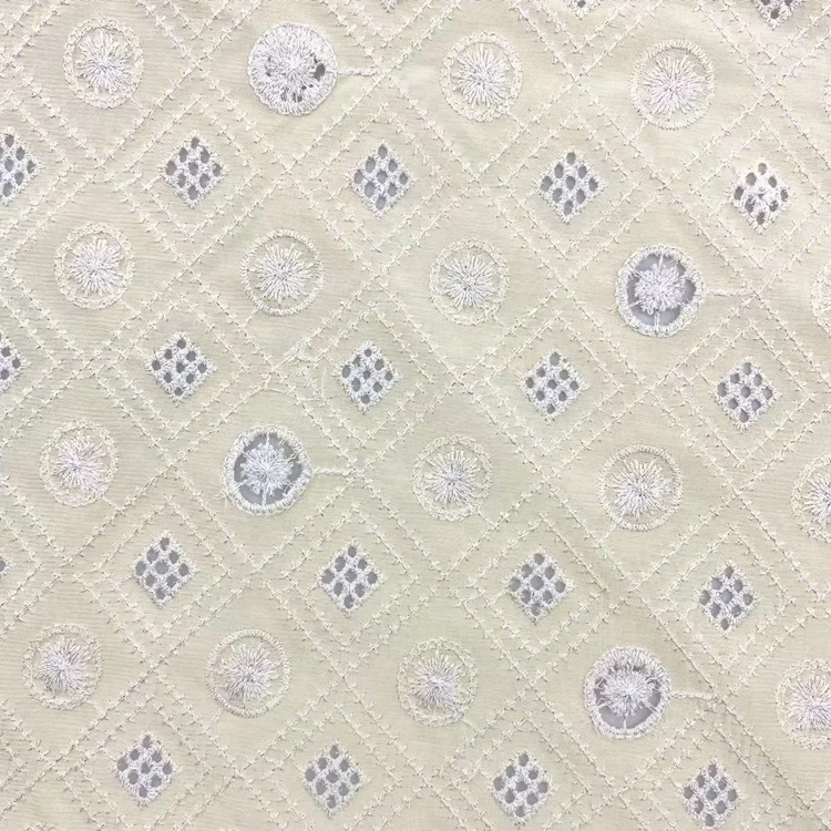 New materials fabrics embroidery organic 55%poly 45%viscose baby dresses fabric for clothing