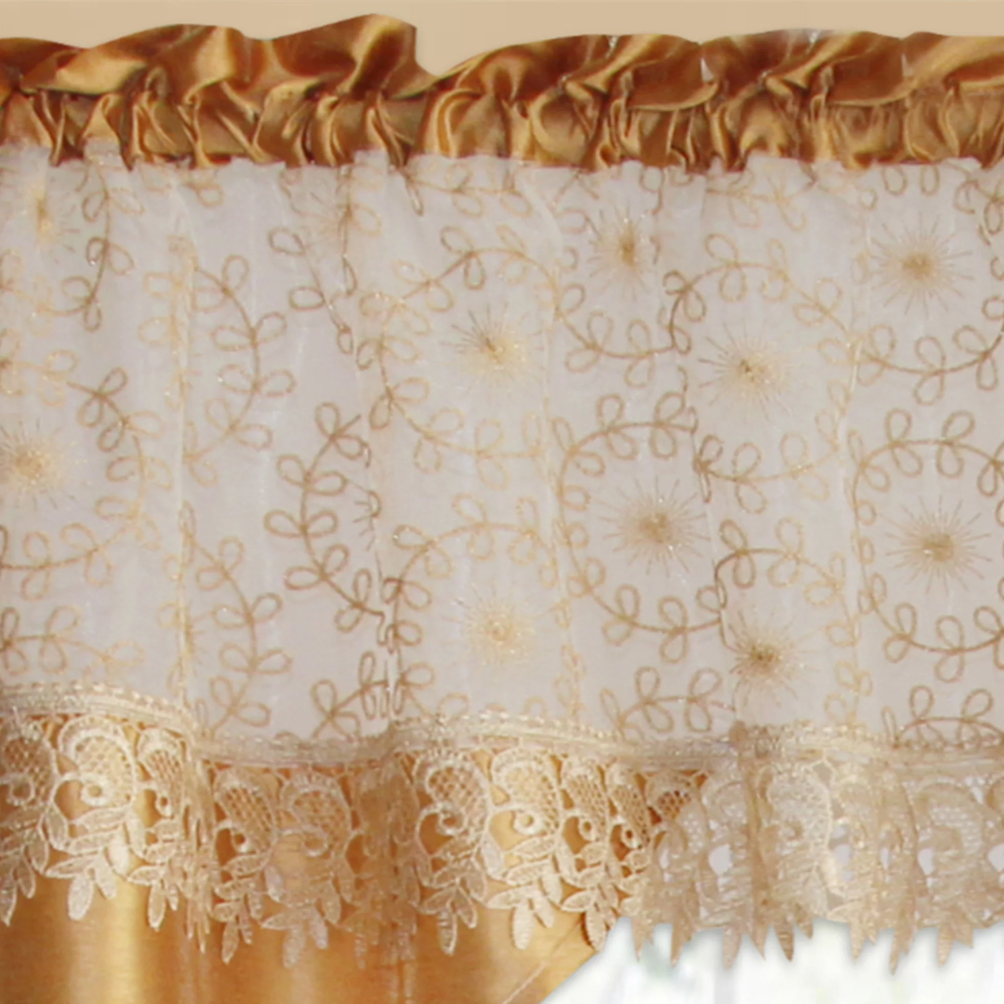 Romantic Floral Curtain Kitchen  Sheer Curtain Home Decor Rod Pocket Window Curtain