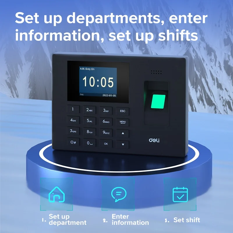 Deli ES151 Attendance Machine Fingerprint Punching Time Attendance Machine Employee Commuting Integrated Fingerprint Recognition