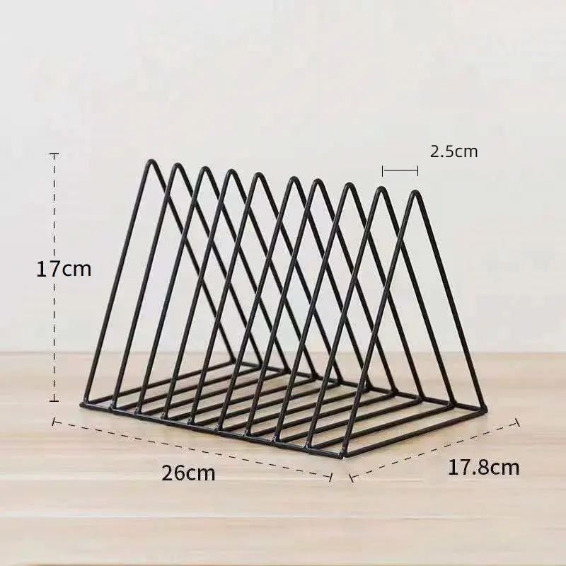 Portable Storage Rack for File Magazine Book 7 Slot Metal Racks Triangle Holder Organizer for Office Home Storage Shelf