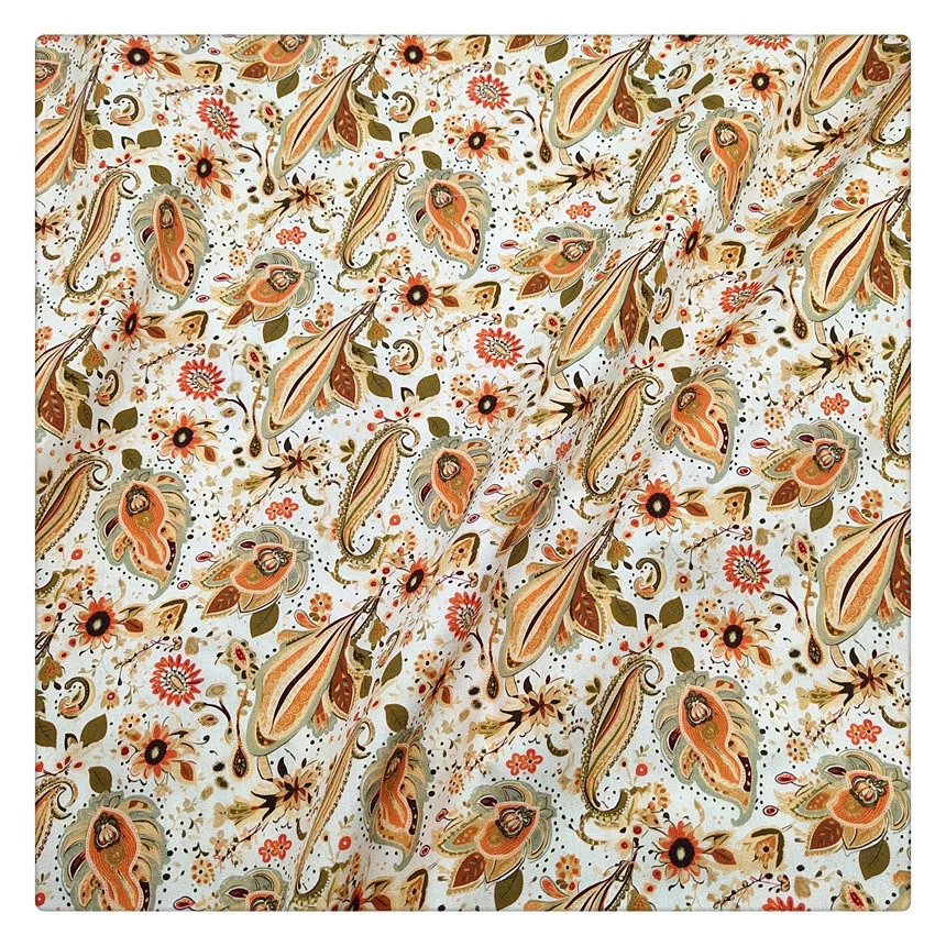 Custom Vintage Pattern Design Digital Print Floral Polyester Cotton Fabric Poplin Woven Cotton Polyester Fabric For Garment