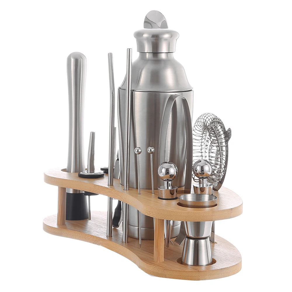 Factory Direct 700ML Bartender Kit Stainless Steel Heat Preservation Bar Sets 16Pcs Bar Tools Premium Equipment Cocktail Shaker